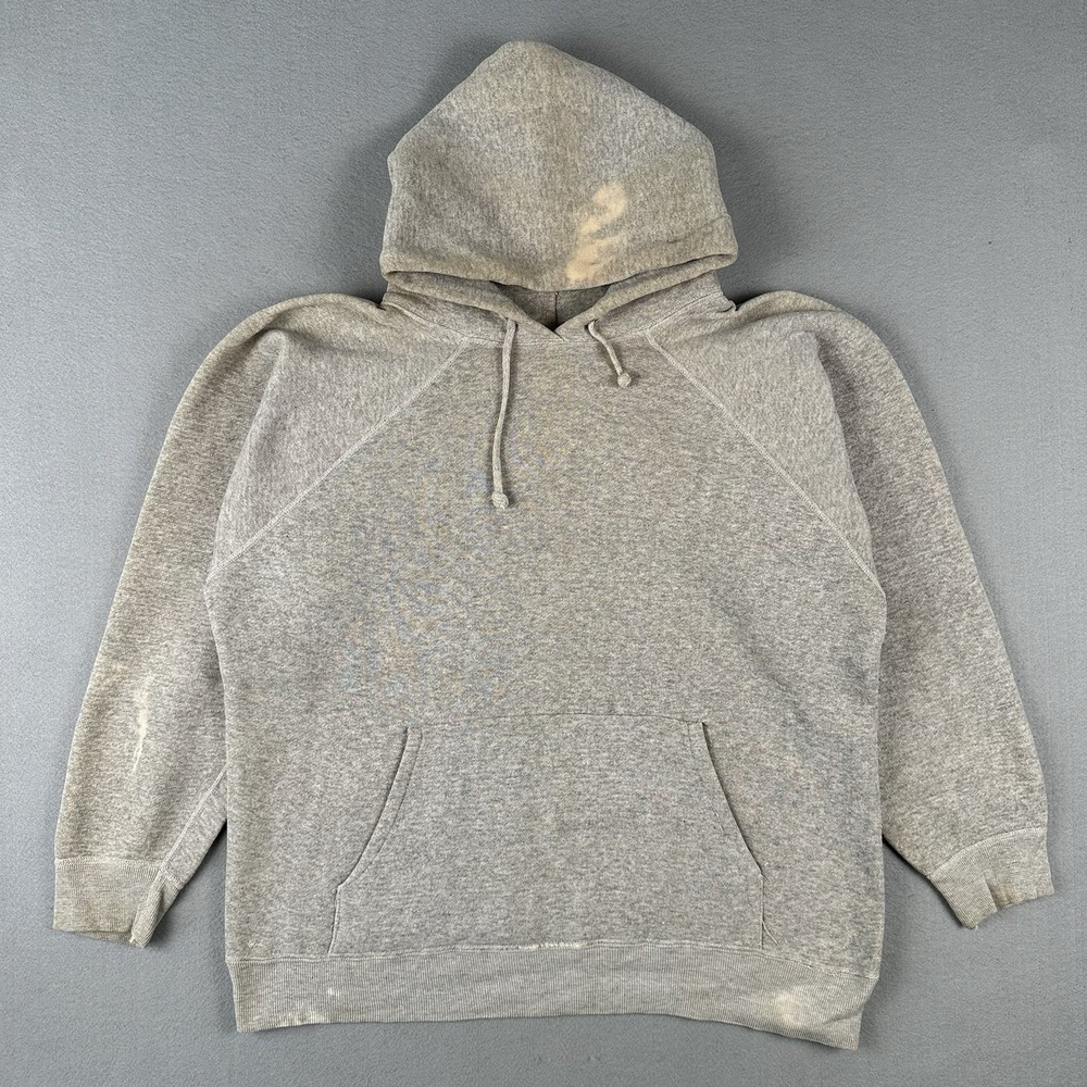 60s Champion Hoodie Men's Medium Gray True Vintage Pullover Fleece